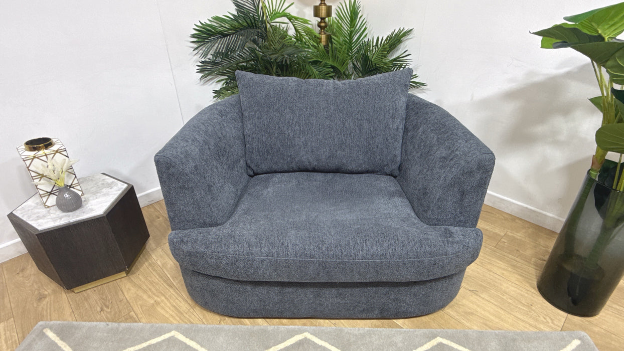 Sofology Chloe Fabric Loveseat Full Back in Soft Boucle Anthracite Mix