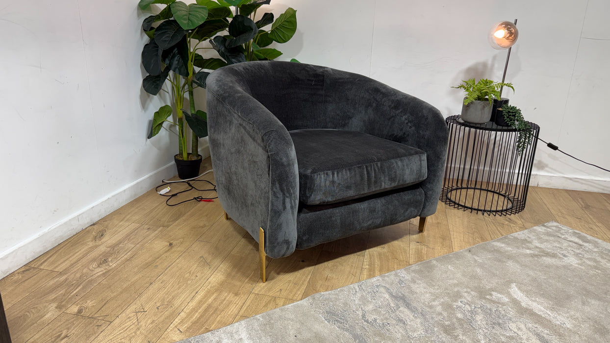Sofology Oscar Fabric Accent Chair in  Fine Textured Chenille Charcoal Mix