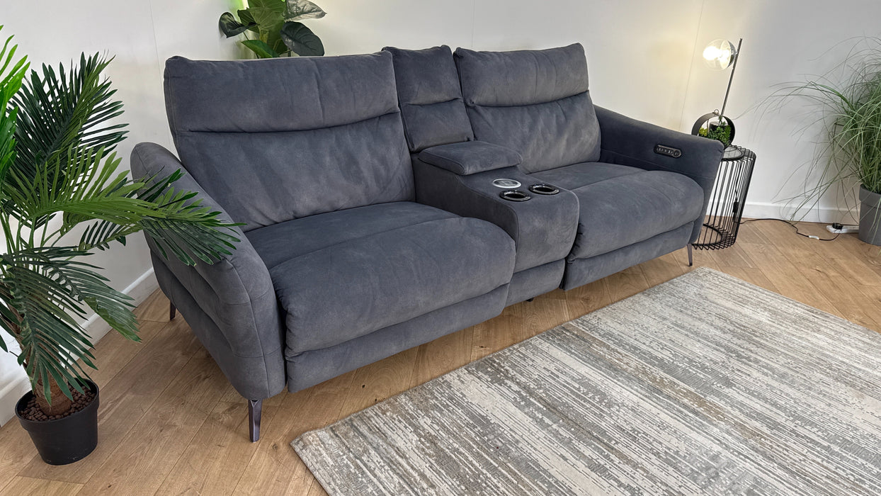 Sofology Renato 2.5 Fabric Seater Console Power Recliner in Lifestyle Flecked Charcoal