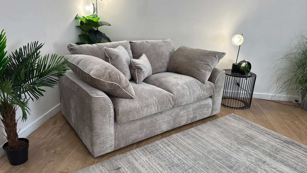 Sofology Georgio Fabric 2 Seater Extra Flex Seats in Luxe Chenille Stone Mix