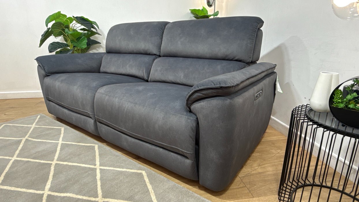 Sofology Hugo Fabric 2.5 Seater Power Recliner/Headrest in Lifestyle Flecked Charcoal