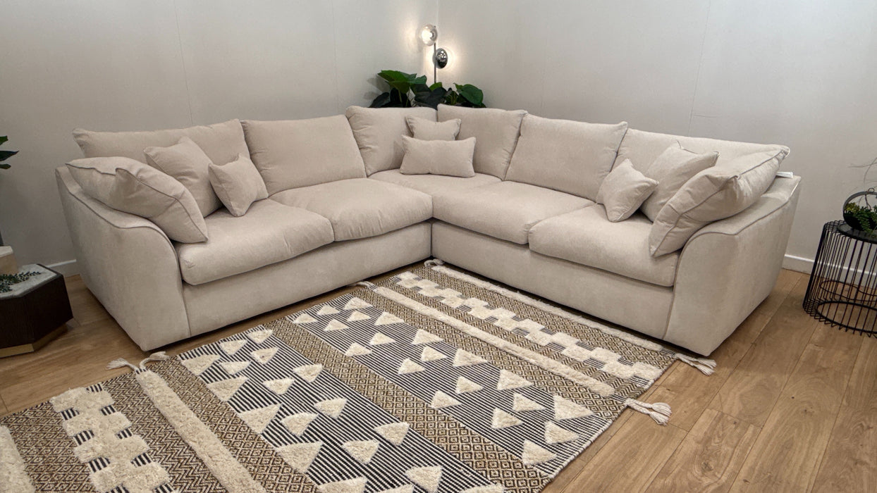 Sofology Georgio Fabric 3 Corner 3 Feather Flex Seats in Lifestyle Plush Chenille Mist Mix