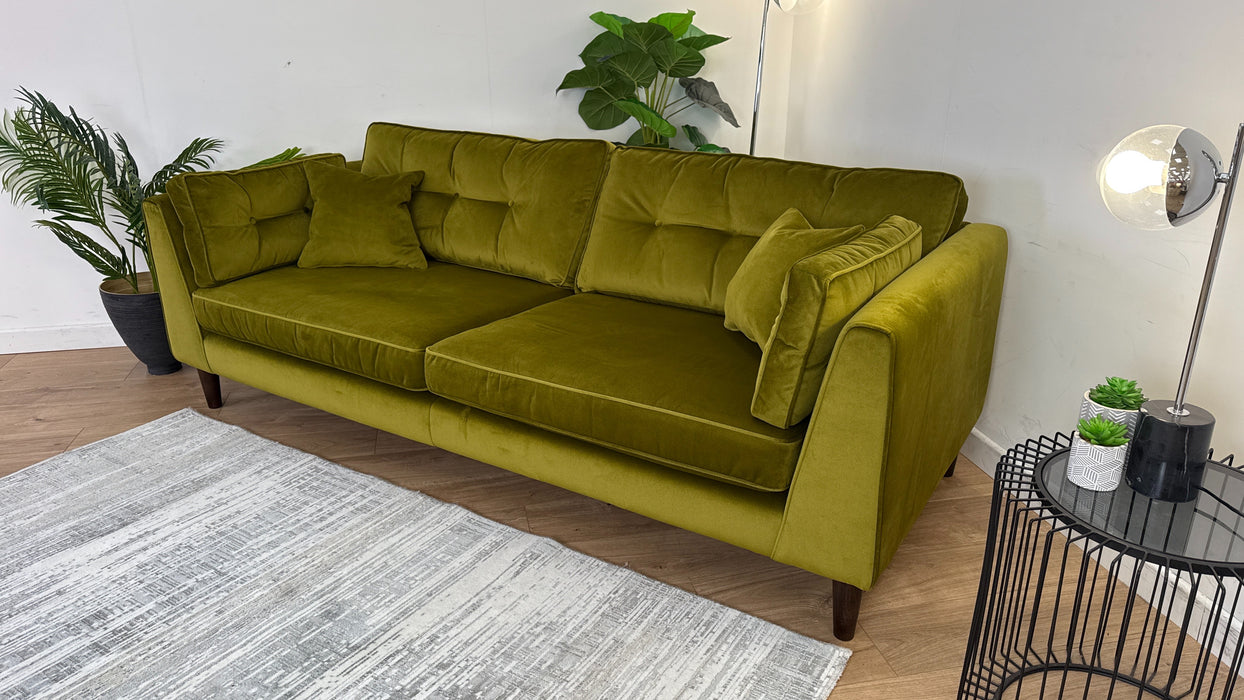 Cricket 4 Seater Sofa - Fabric - Green Velvet All Over