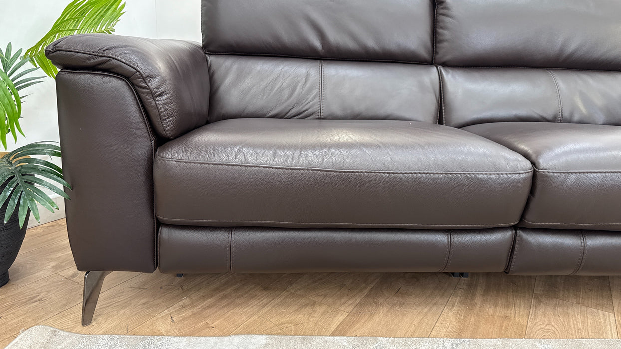 Sofology Illinois 3 Seater Leather Recliner in Brown