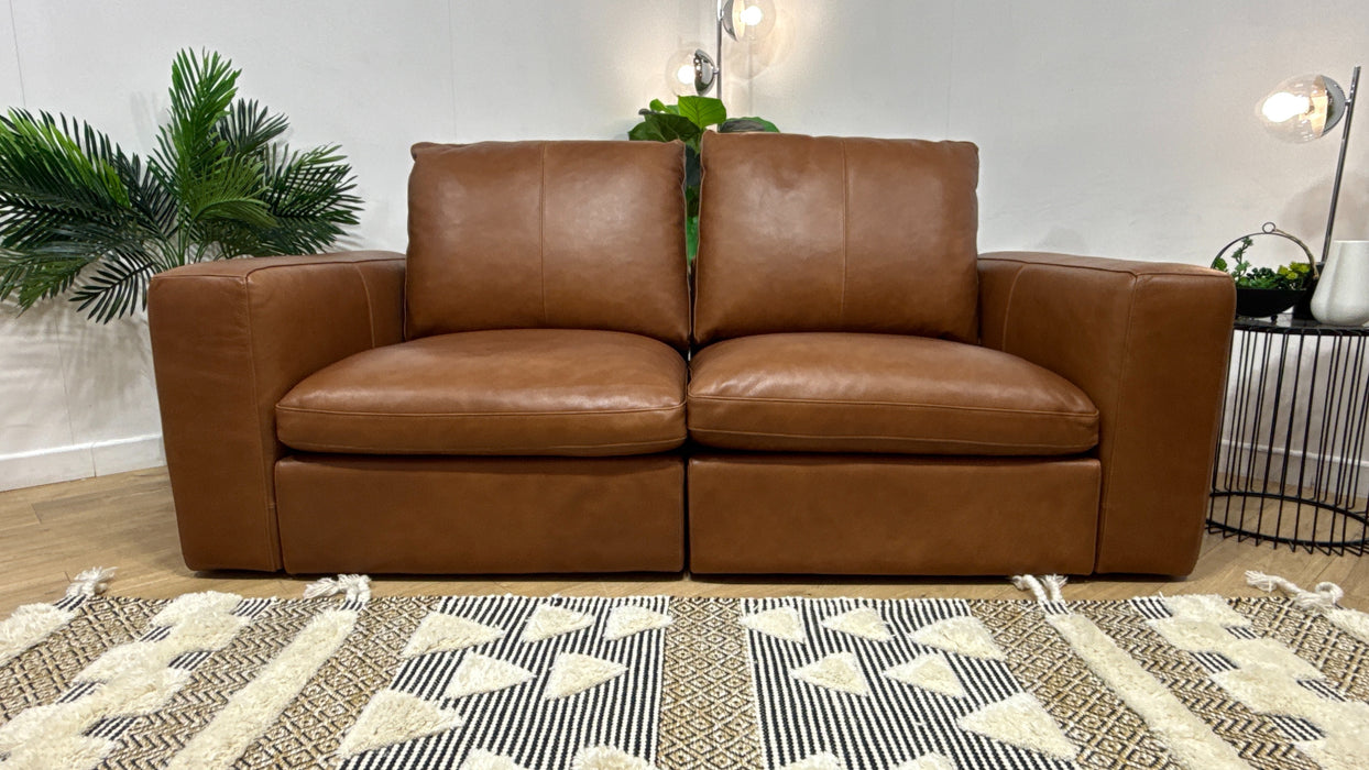Sofology Retreat Leather 2 Seater in Relaxed Soft Tan Mix