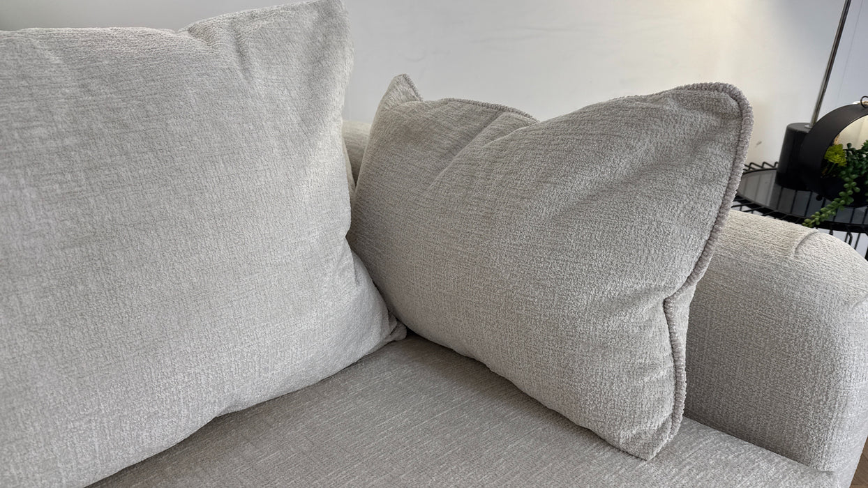 Sofology The Westwood Fabric Loveseat Gold Trim in Teddy Chenille Mist