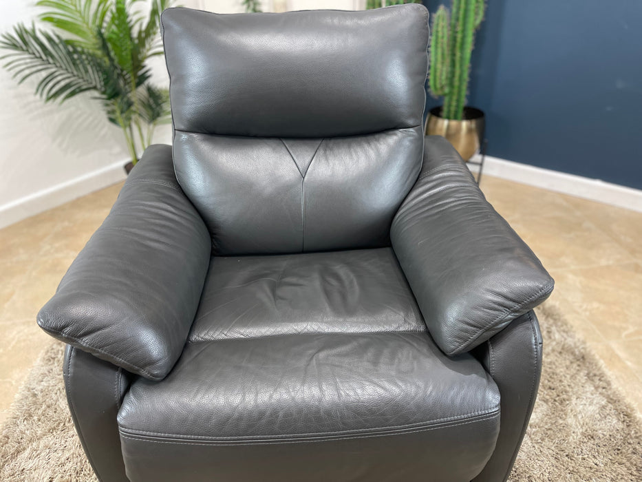 Albion Leather Chair Charcoal -  Manual Recliner (WA2)