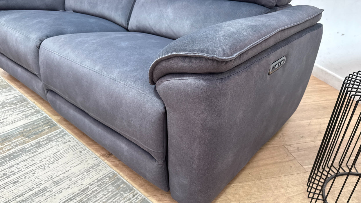 Sofology Hugo Fabric 2.5 Seater Power Recliner/Headrest in Lifestyle Flecked Charcoal