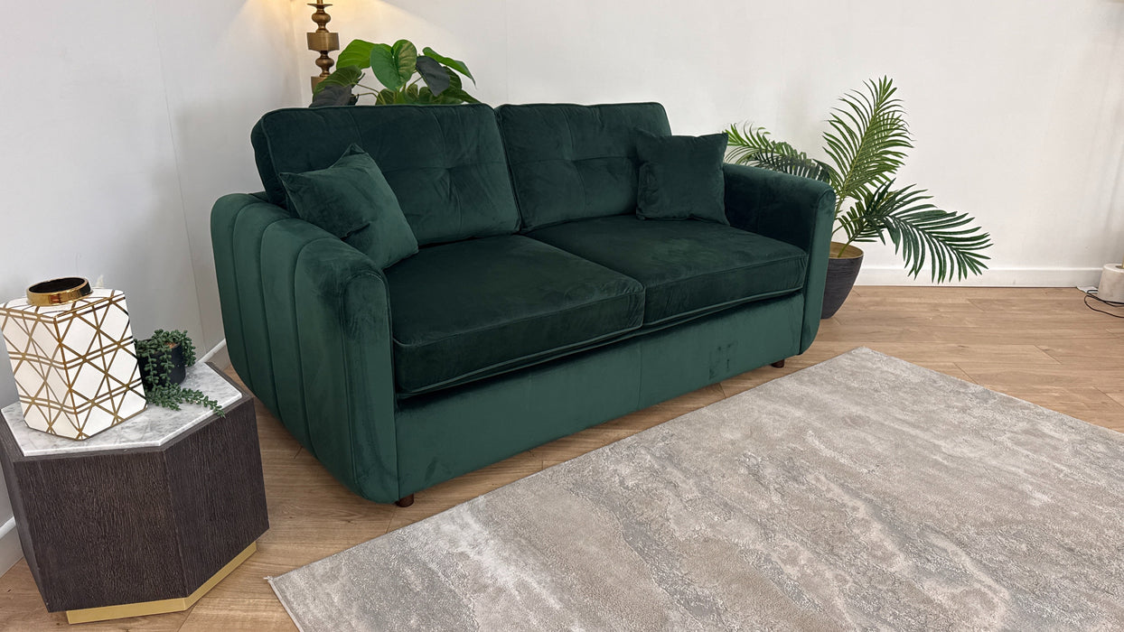 Sofology Islington Fabric 3 Seater Hypnos Deluxe Sofa Bed in Sleek Green