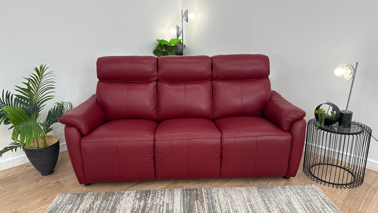 Sofology Parker Leather 3 Seater in Trusty Sheen Cranberry
