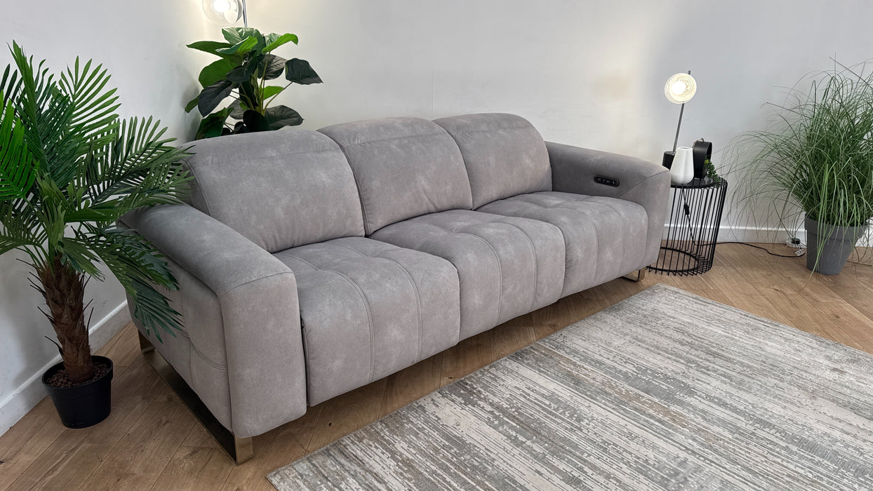 Sofology Marvella Fabric 3 Seater Power Recliner/Headrest in Lifestyle Flecked Stone