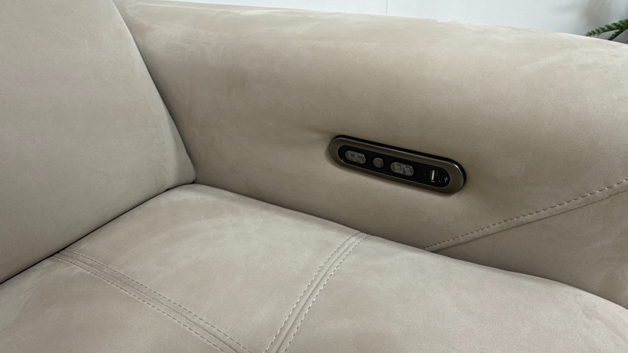 Sofology Marvella Fabric 3 Seater Power Recliner/Headrest in Lifestyle Nubuck Feel Stone