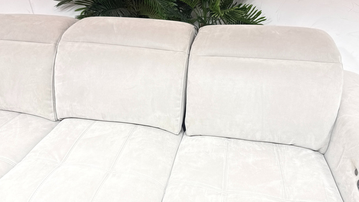 Sofology Marvella Fabric 3 Seater Power Recliner/Headrest Heated Seats in Lifestyle Nubuck Feel Light Grey