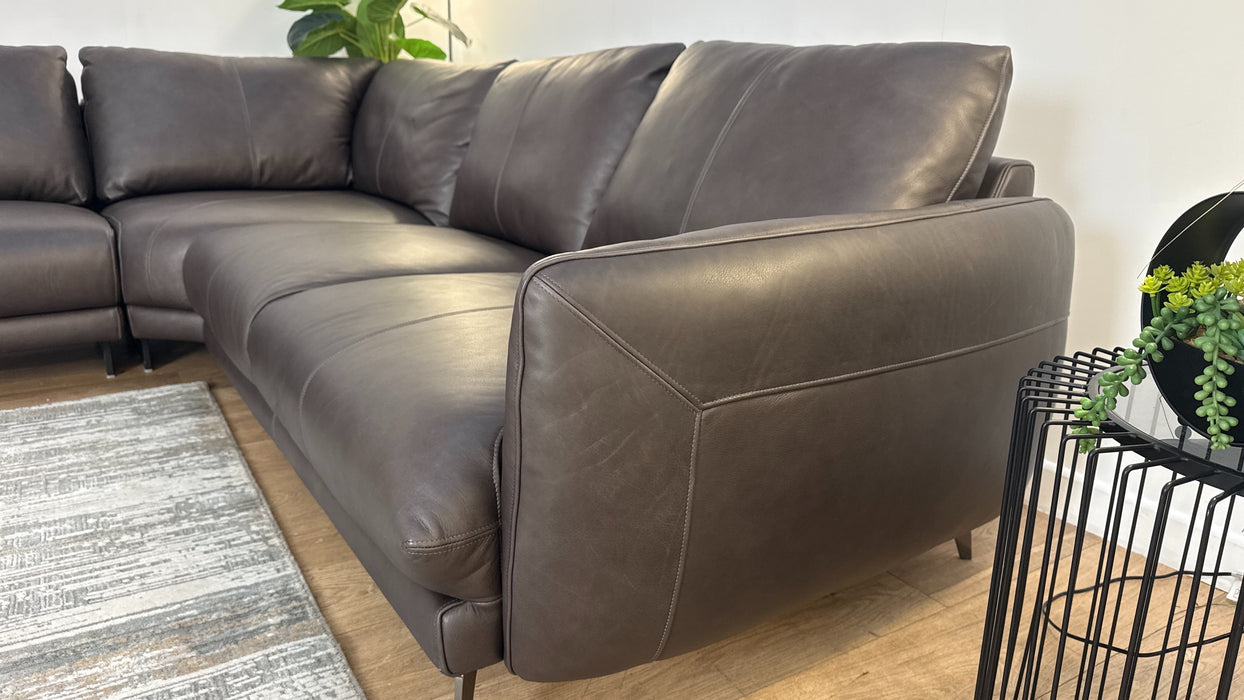 Sofology The Adler Leather 1 Corner 2 in Relaxed Soft Black Coffee