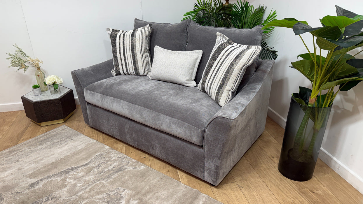 Sofology Holkham Fabric 2 Seater Sofa Bed Zoned Memory Foam Mattress in Fine Textured Chenille Steel Mix