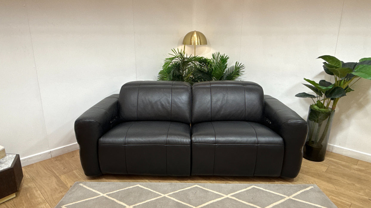 Sofology Lumiere Leather 2.5 Seater Power Recliner/Headrest in Trusty Embossed Jet Black