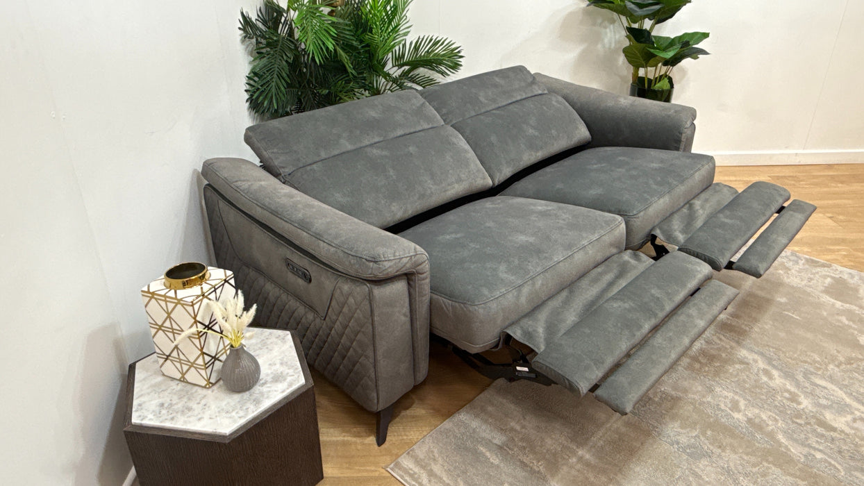 Sofology Ezra Fabric 3 Seater Power Recliner in Lifestyle Flecked Mineral Green