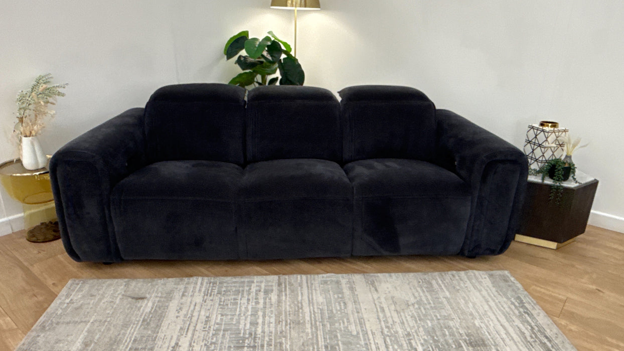 Sofology Premiere Fabric 3 Seater Power Recliner in Relaxed Chenille Ink