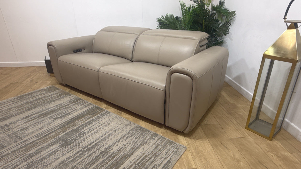 Sofology Premiere Leather 2.5 Seater Smart Console Power Recliner/Headrest Heated Seats in Trusty Embossed Stone