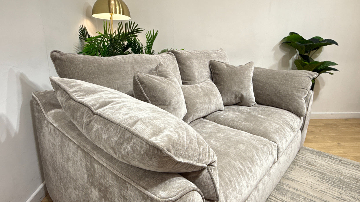 Sofology Georgio Fabric 3 Seater Feather Flex Seats in Luxe Chenille Stone Mix