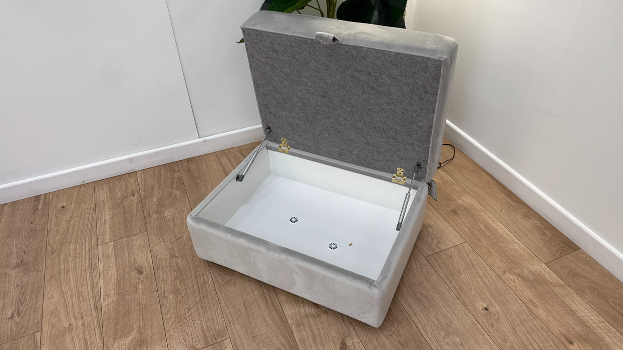 Sofology The Fitzrovia Fabric Storage Footstool in Matt Velvet Silver Without Trim