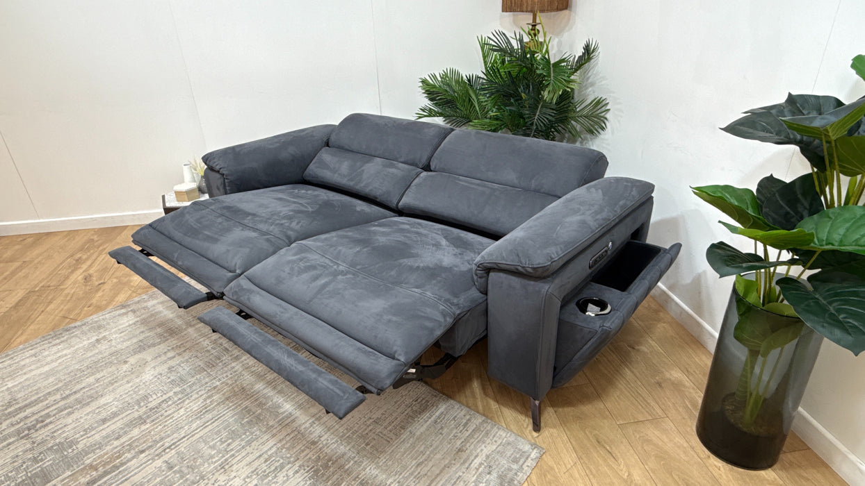 Sofology Fratelli Fabric 2.5 Seater Power Recliner/Headrest in Lifestyle Nubuck Feel Charcoal