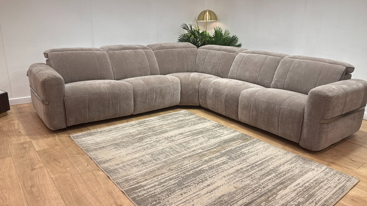 Sofology Lumiere Fabric 3 Corner 3 Power Recliner/Headrest in Relaxed Chenille Nutmeg