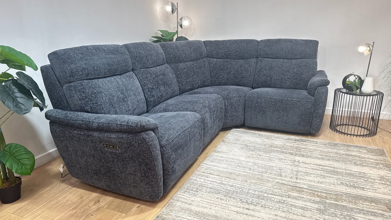 Sofology Parker Fabric 3 Corner 1 Power Recliner/Headrest in Hopsack Chenille Midnight
