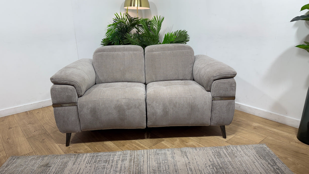 Sofology Milan Fabric 2 Seater Power Recliner/Headrest with Trim in Relaxed Chenille Nutmeg