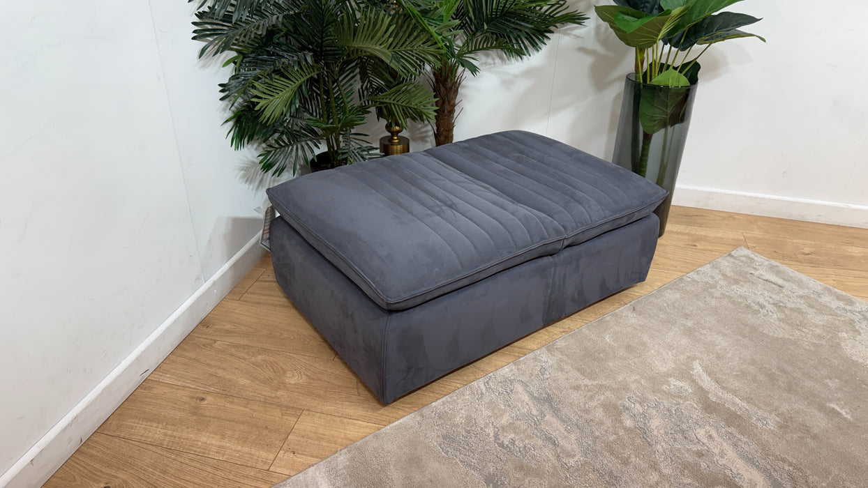 Sofology Arlington Fabric Dual Storage Footstool in Lifestyle Nubuck Feel Steel Grey