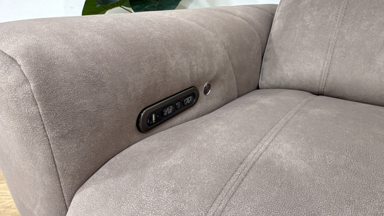 Sofology Allure Fabric Chair Power Recliner/Headrest Heated Seat Speakers in Lifestyle Flecked Nutmeg