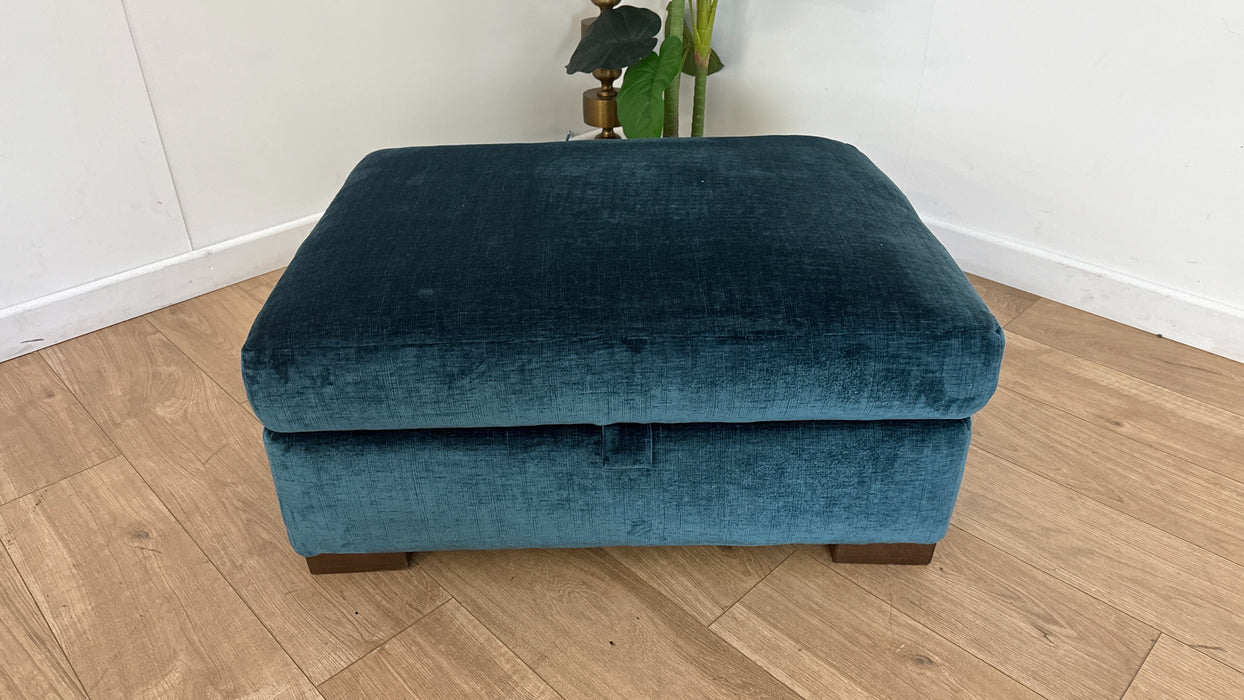 Sofology Majestica Fabric Large Storage Footstool in Luxe Chenille Teal