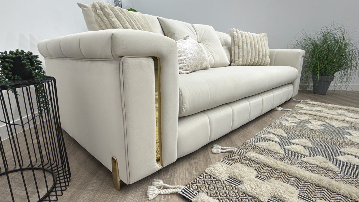 Sofology Oscar 4 Seater Fabric Sofa in Super Matt Velvet Ecru