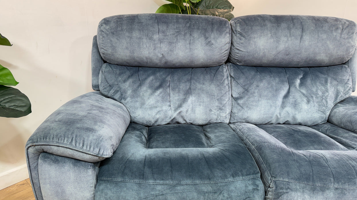 Sofology Radleigh Fabric 2 Seater Power Recliner/Headrest in Decent Teal