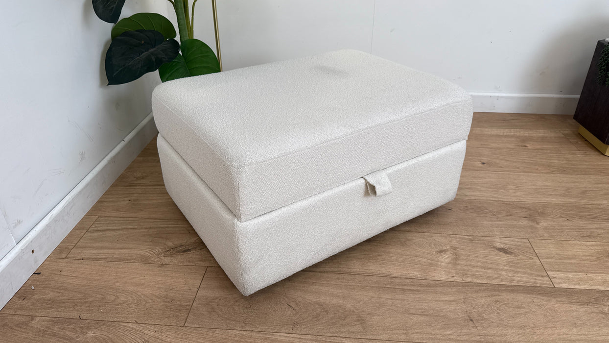 DFS The Lexia Fabric Footstool in Calix Boucle Ivory