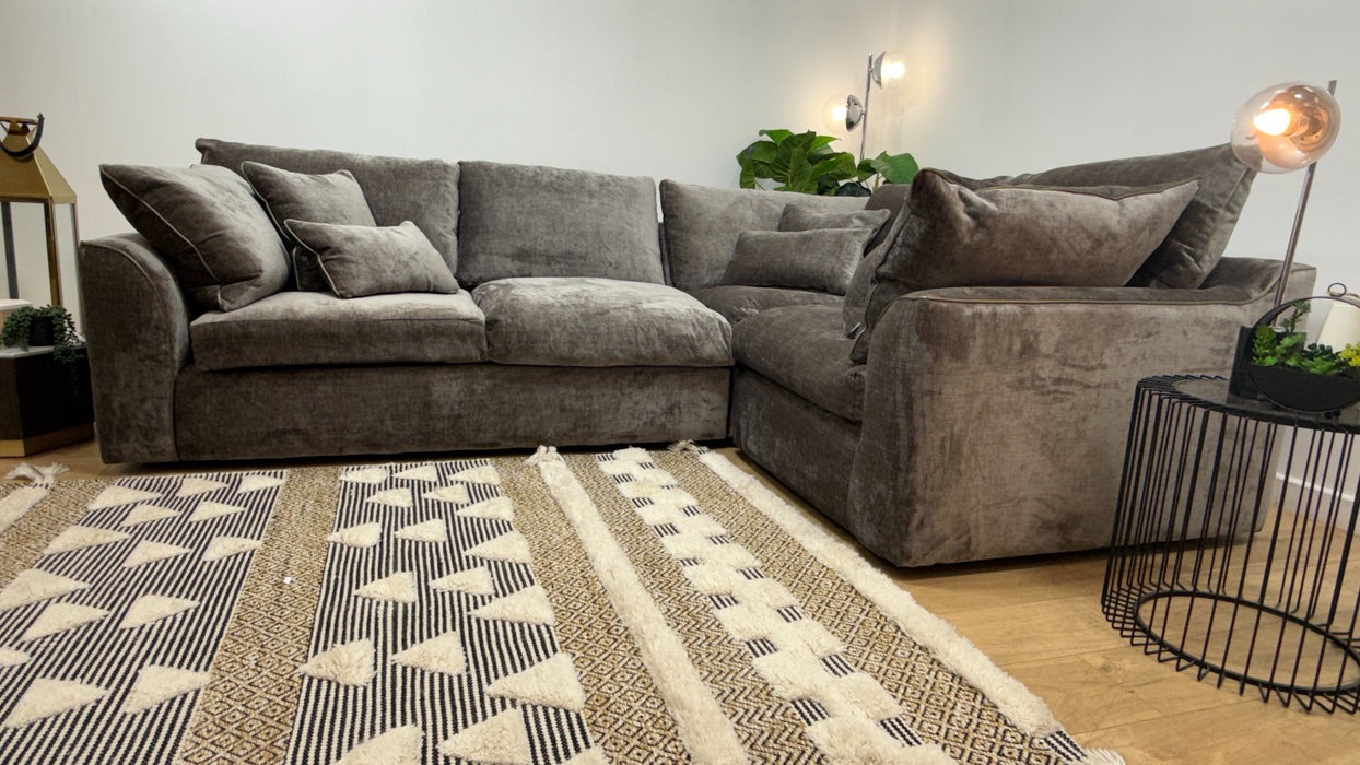 Sofology Georgio Fabric 3 Corner 1 Feather Flex Seats in Luxe Chenille Mocha Mix