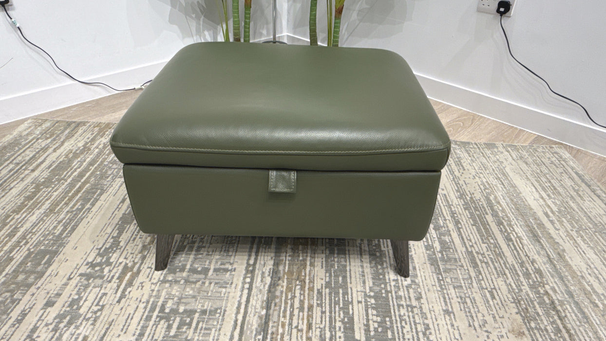 Sofology Jax Leather Designer Footstool in Trusty Embossed Dark Olive