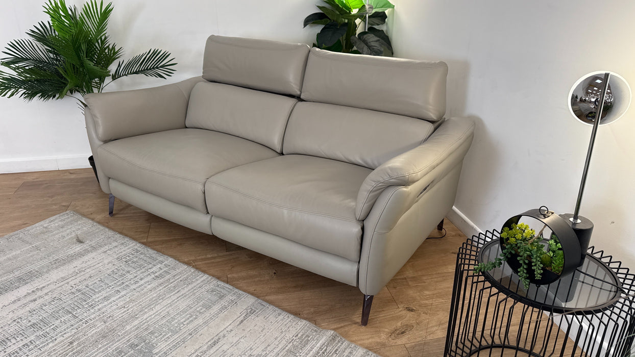 Sofology Missouri Leather 2.5 Power Recliner/Headrest in Trusty Sheen Lead Grey