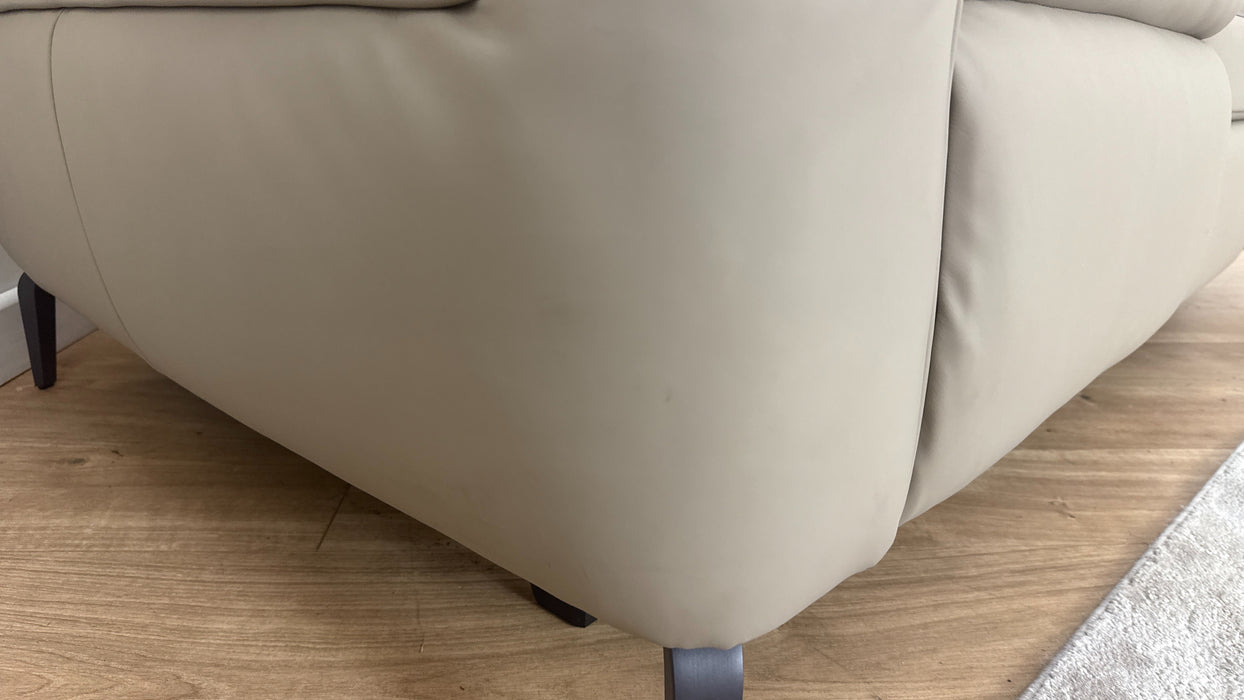 Sofology The Viento Leather 2 Seater Console Power Recliner/Headrest Heated Seat Lumbar in Trusty Super Matt Putty