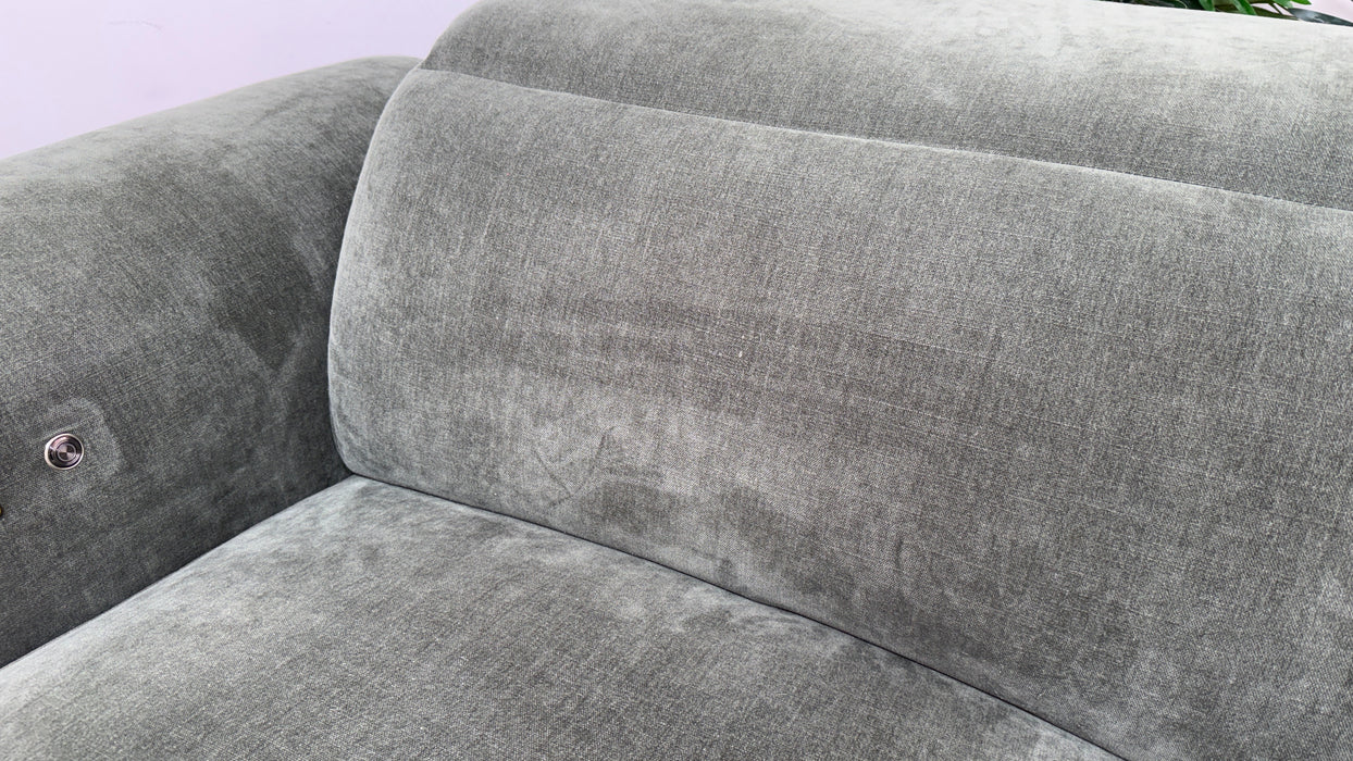 Sofology Plaza Fabric 2.5 Seater Power Recliner/Headrest Heated Seats in Relaxed Chenille Pine