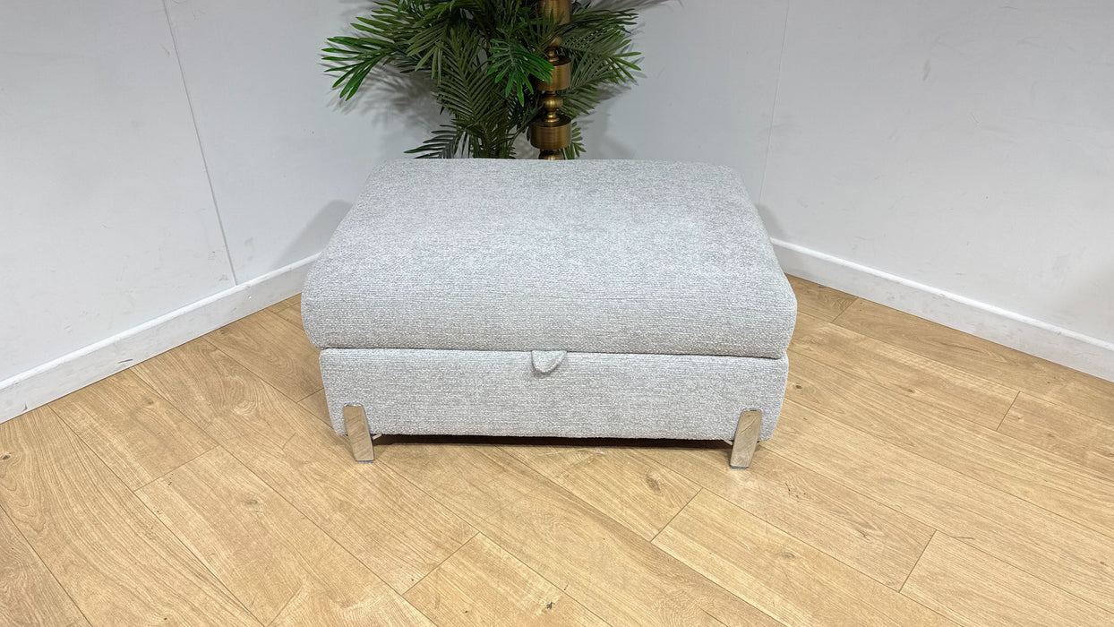 Sofology Westwood Fabric Storage Footstool in Soft Boucle Silver