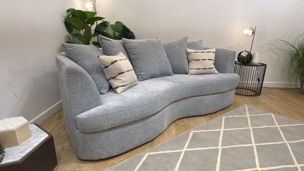 Sofology Chloe Fabric 4 Seater Pillow Back in Linen Look Chenille Sky Mix