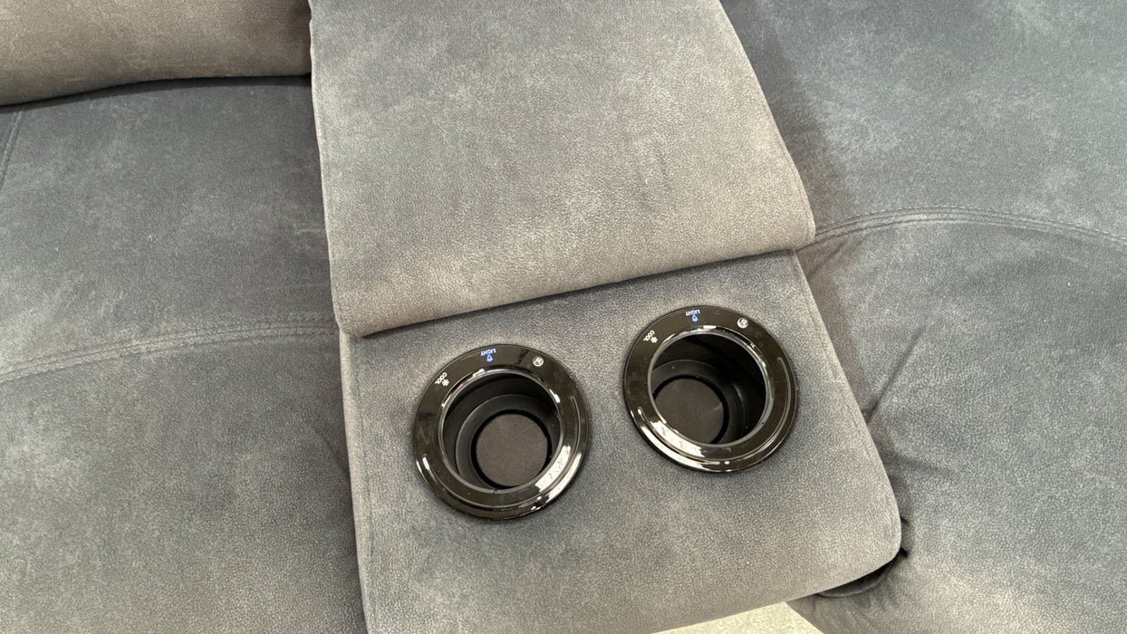 Sofology The Marvella Fabric 1.5 Console Corner 3 Power Recliner/Headrest in Lifestyle Flecked Charcoal