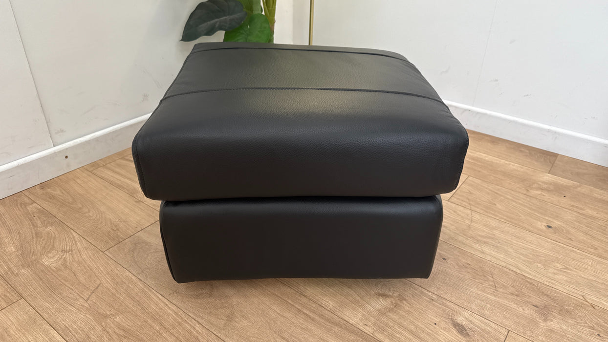 Sofology The Horizon Footstool in Trusty Embossed Leather Jet Black