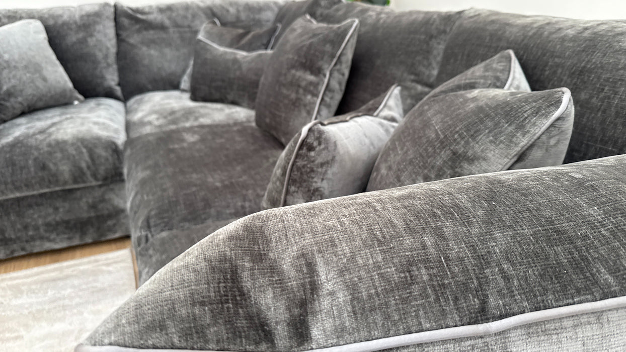 Sofology The Georgio 1 Corner 3 Fabric Sofa in Georgio Luxe Chenille Grey Mix