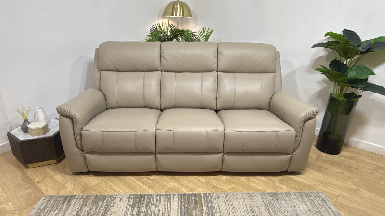 Sofology Bradie Leather 3 Seater in Trusty Embossed Stone