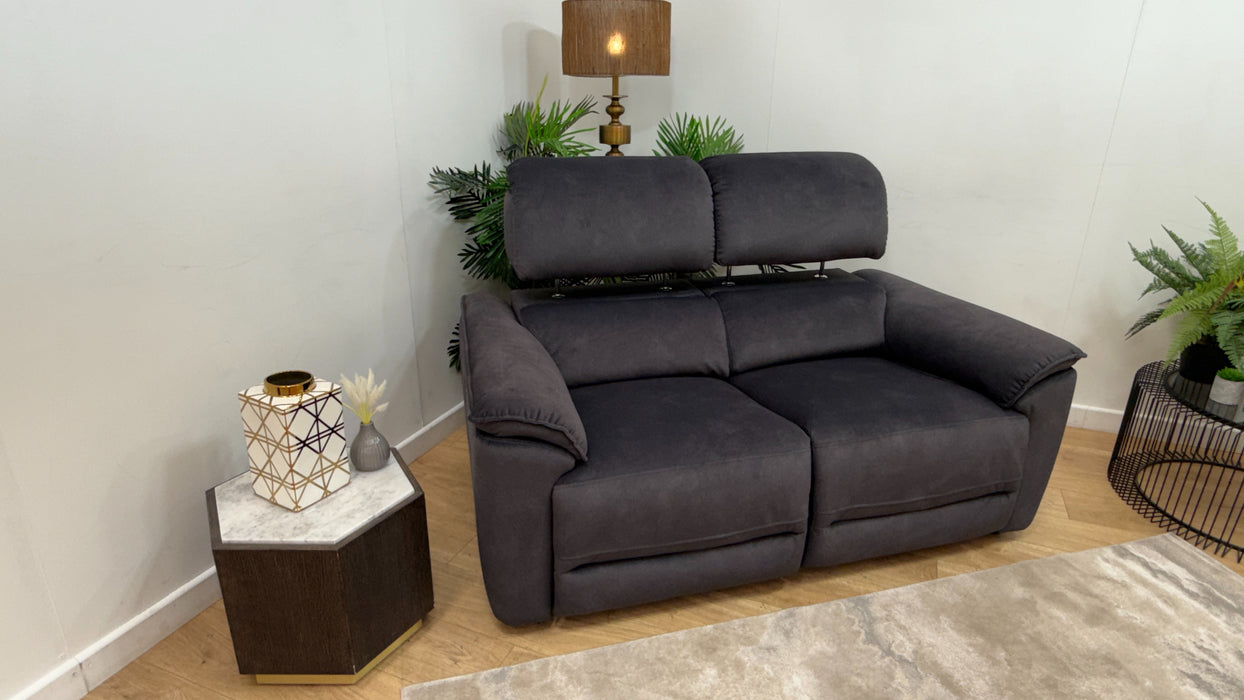 Sofology Hugo Fabric 2 Seater Power Recliner/Headrest in Lifestyle Flecked Anthracite