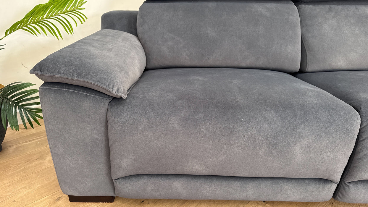 Sofology Benz Fabric 3 Seater Power Recliner/Headrest in Lifestyle Flecked Charcoal