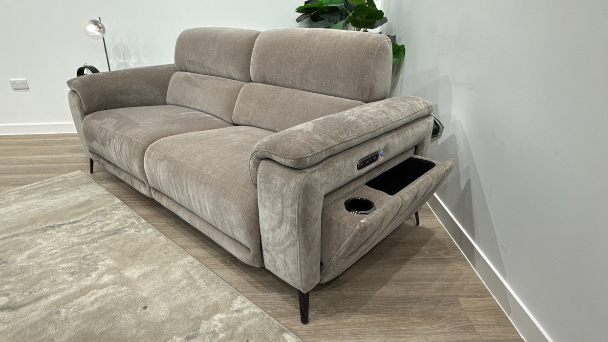 Sofology Fratelli Fabric 2.5 Seater Power Recliner/Headrest in Relaxed Chenille Nutmeg