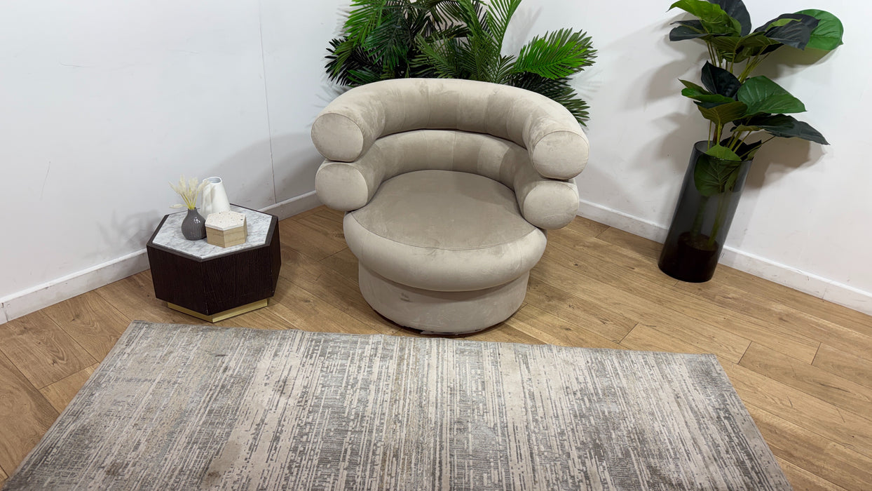 Sofology Fitzrovia Fabric Accent Swivel Chair in Matt Velvet Stone Without Trim